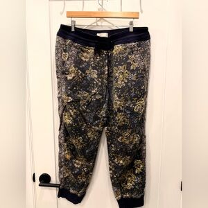 Anthropologie Navy Floral Joggers